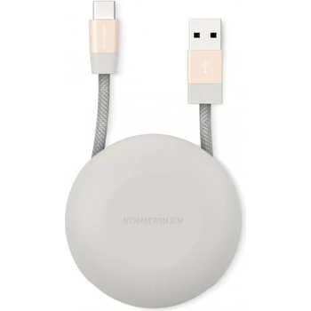 Vonmahlen USB-A към USB-C 2.0 плетен кабел за устройства с USB-C порт (100 см) - Vonmahlen Premium Cable USB-A to USB-C (розово злато) (E070P0003)