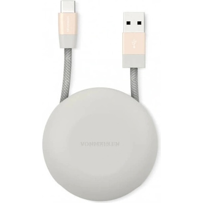 USB-A към USB-C 2.0 плетен кабел за устройства с USB-C порт (100 см) - Vonmahlen Premium Cable USB-A to USB-C (розово злато) (E070P0003)