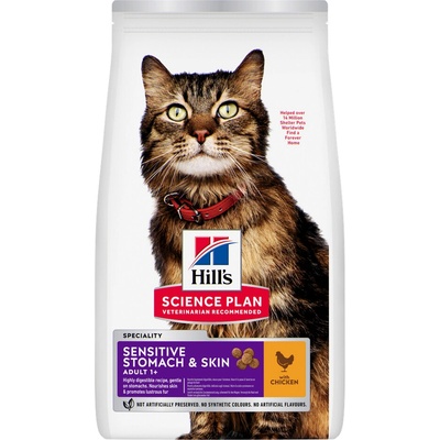 Hill's Science Plan Sensitive Stomach & Skin pre dospelé mačky s kuracím 2 x 7 kg