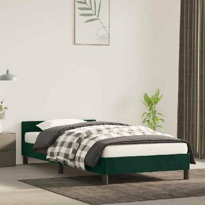 Nábytek XL 347552 Rám postele bez matrace tmavě zelená samet