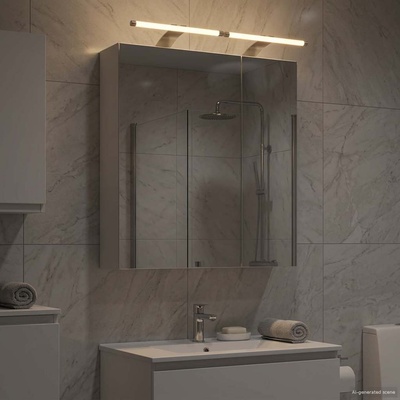 vidaXL Шкаф с огледало за баня Бяло 60 x 14, 5 x 70 см Инженерно дърво (889063)