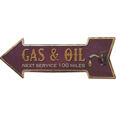 Ceduľa Gas & Oil 46x16 cm Plechová tabuľa