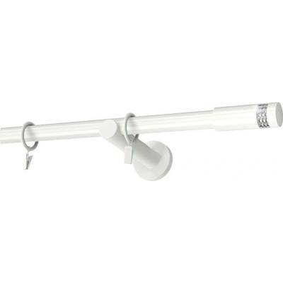 KovovégarnýžeCZ Garnýž Astra modern 19 mm bílá lesklá Jednořadá 180 cm Bez kroužků