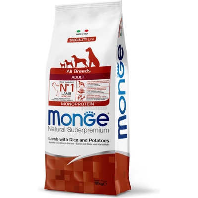 Monge Speciality Line All Breeds Adult Monoprotein суха храна за кучета - агнешко, ориз и картофи 12 кг