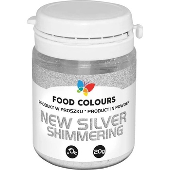 Food Colours Jedlá prachová perleťová farba New Silver Shimmering 20 g