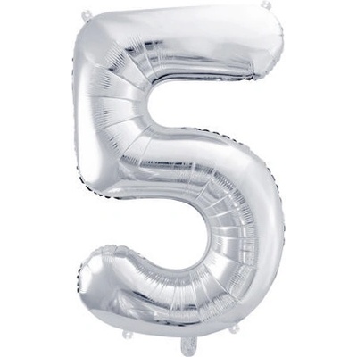 vybavsenaparty Fóliová číslice stříbrná '5' 86 cm