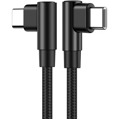LaskaKit USB-C/USB-C 90˚ kabel 60W 480Mbps 100cm Konektor: USB-C 90˚ + USB-C 90˚