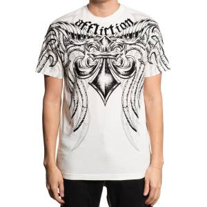 AFFLICTION Мъжка тениска affliction - mercenary - vintage white - a27163-vw