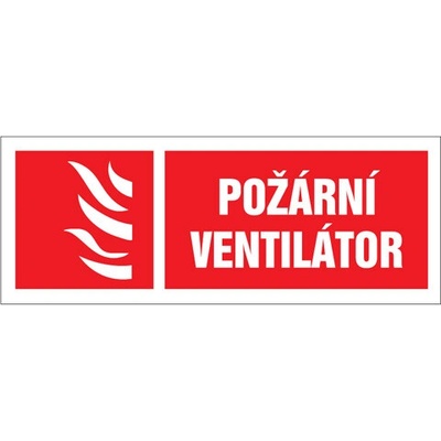 Značka Požární ventilátor, samolepicí fólie, 210 × 80 mm BZ FT975