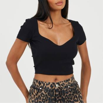 Brave Soul Тениска Brave Soul Women's Basic Short Sleeve T-Shirt - Black