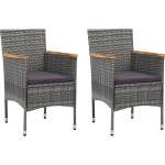 vidaXL Градински трапезни столове, 2 бр, полиратан, сиви (46182)