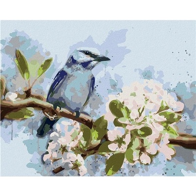 zuty Malování Podle Čísel Modrý Pták Na Rozkvetlé Třešni 80 x 100 Cm Plátno