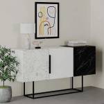 TopMebel Шкаф Tontini TopMebel от меламин в бял - черен мраморен ефект 150x42x79, 5cm