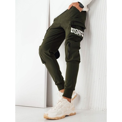Trendy zelené pánské kapsáčové jogger kalhoty Born