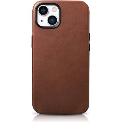 ICARER Кейс от естествена кожа iCarer Oil Wax Premium за iPhone 14 Plus, магнитен, съвместим с MagSafe, Кафяв (WMI14220703-RB) (WMI14220703-RB)