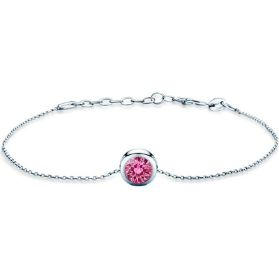 SAVICKI Náramok s príveskom biele zlato s růžovým laboratorním diamantem 0.5 ct 18 cm+3 cm - TJ-B02-BR-050-LABPINK-B