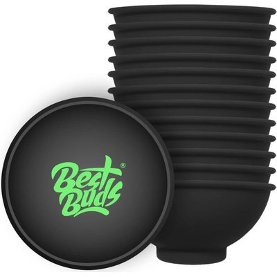 Best Buds Silikónová miska na miešanie čierna so zeleným logom 7 cm