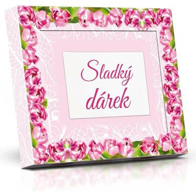 Selllot Sladký dárek Plněné čokoládové lodičky s ořechy (růžové tulipány) 125 g