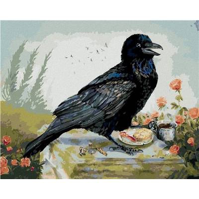 Zuty Malování podle čísel Havran a káva Holly Simental 80 x 100 cm vypnuté plátno na rám