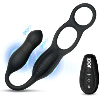 Jock Hyper Thrusting & Vibrating Anal Plug with C-Ring Black