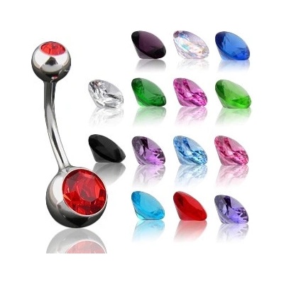 Šperky eshop piercing do pupíku s maličkým a větším zirkonem U07.16 Fuchsiová F