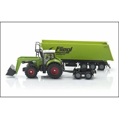 Siku Traktor s p ným nakladačom a prívesom červená 1:50