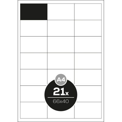 Etikety PRINT A4/100 ks, 66x40 - 21 etikiet, biele