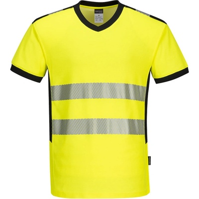 Portwest tričko PW310 Hi-Vis s výstřihem do V krátký rukáv žltá/čierna 4XL