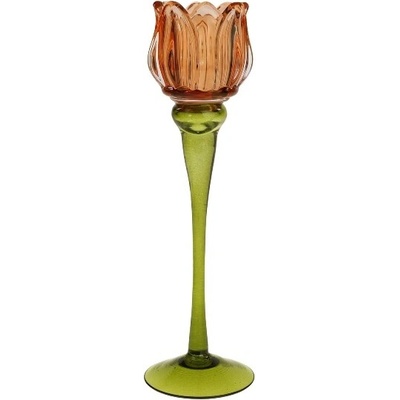 Werner Voss Sklenený svietnik Tulipán 26 cm oranžová