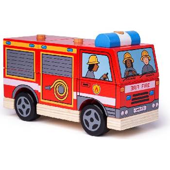 Bigjigs Toys Dřevěné nasazovací hasičské auto FIREMAN