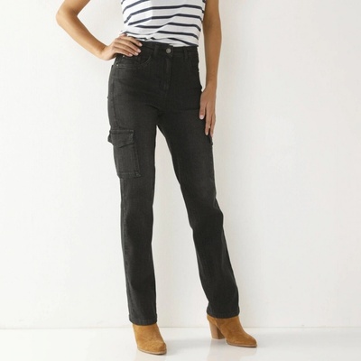 Cargo rovné strečové džínsy čierna