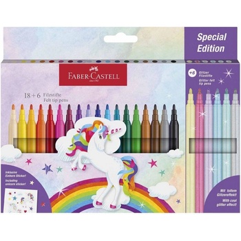 Faber-Castell Флумастери Замък - Еднорог, 18+6 цвята (1010180098)