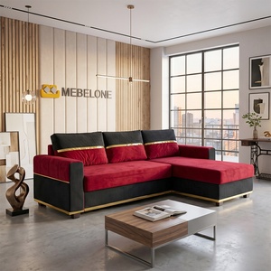Mebelone Диван Pearl Черно + Червено Универсална Посока