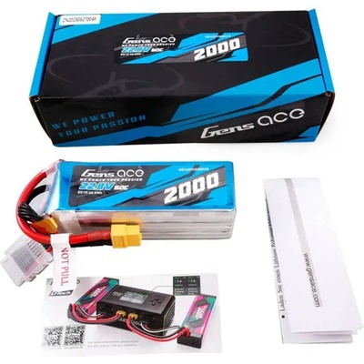 Gens ace Батерия Gens ace, 2000mAh, 22.8V, 60C, 6S1P, High Voltage Lipo Battery Pack с XT60 конектор (GEA20006S60X6)