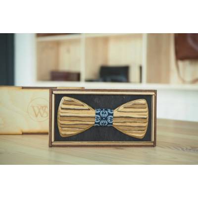 Wood Style Motýlek Kulatý WS Modrotisk Zebráno