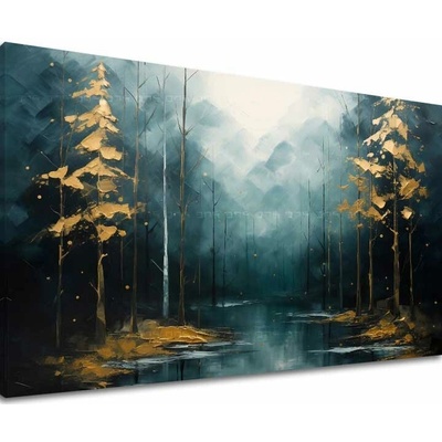 Moderný umelecký obraz Zlaté dotyky lesa - PREMIUM ART - 60x90 cm