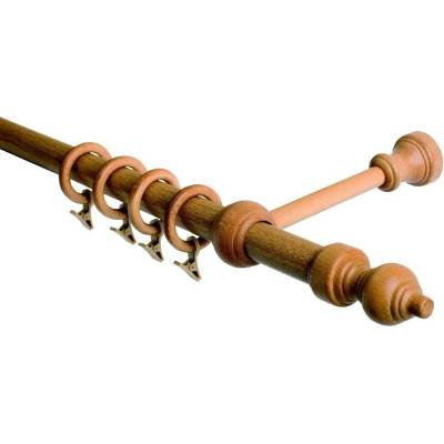 OK-GarnýžeCZ Garnýž jednořadá 28mm jasný dub 290 cm do stěny / kroužky s žabkou