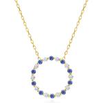 SAVICKI Кръгло колие, злато 585, бели и сини сапфири 0.15К, 44 см