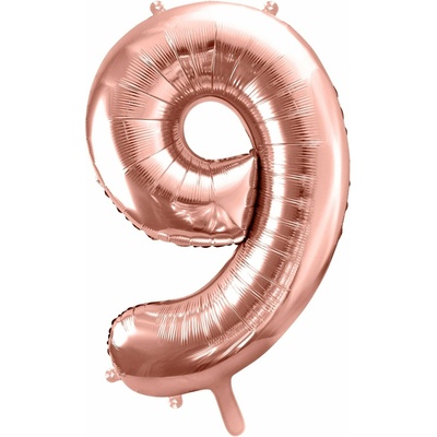 PartyDeco Fóliový balón číslo 9, 86cm rose zlatý