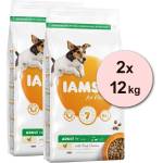 Iams кучешка храна за възрастни малки и средни породи, пиле 2 x 12 кг
