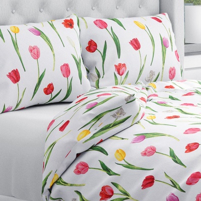 Biante bavlna obliečky Sandra SA-506 Tulipány na bielom 140x220 70x90