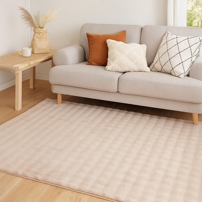Takoy Koberec s imitácou kožušiny 120x170 3D vzor ecru-HT-00436 | 120 x 170 cm