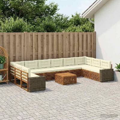 vidaXL Комплекти дивани 11 бр. Солидно акациево дърво (3383938)