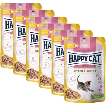 Happy Cat Консерва Котенца и Юноши Земно Пиле 6 x 85 г
