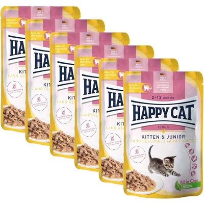 Happy Cat Консерва Котенца и Юноши Земно Пиле 6 x 85 г