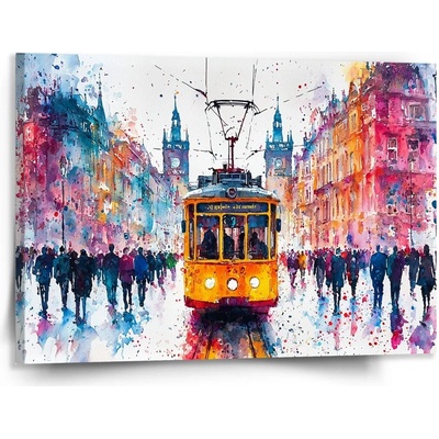 Sablio Obraz Žltá električka Paint - 150x110 cm