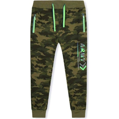 Chlapecké maskáčové tepláky ARMY PRO dětI Maskáč se zeleným nápisem