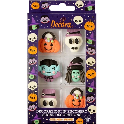 Jedlá dekorácia Decora z cukru - Upír, striga, lebka, tekvica (6ks)