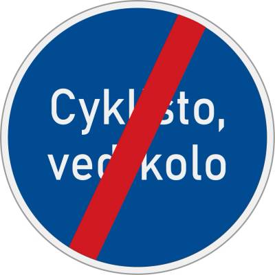 Dopravní značka C14b(V) Konec jiného příkazu - Cyklisto veď kolo