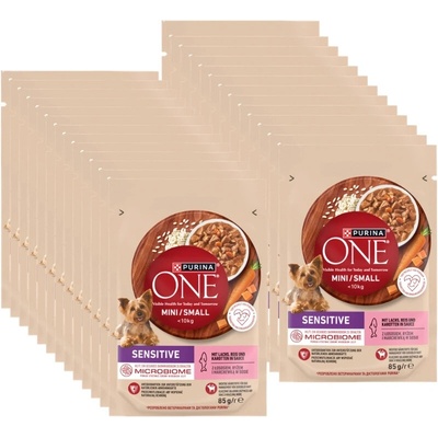Purina One Sensitive Mini/Small Adult Do s lososom, ryžou a mrkvou v omáčke 26 x 85 g